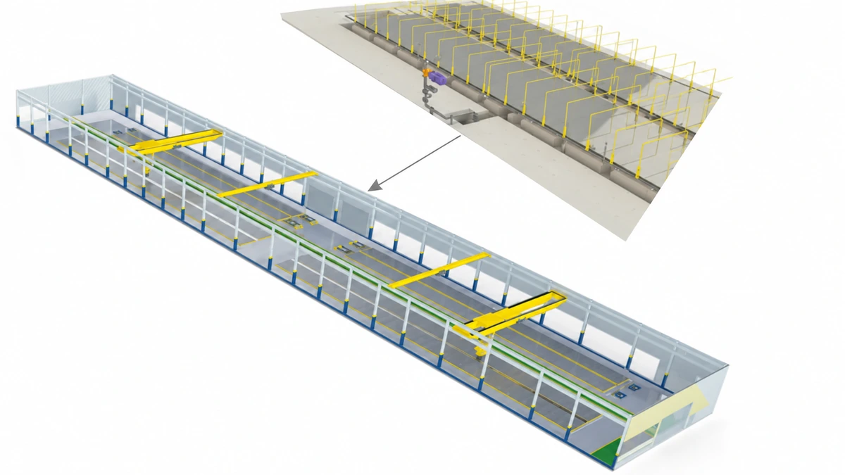 Long-Line Casting Table Production Line reference configuration for building precast concrete elements