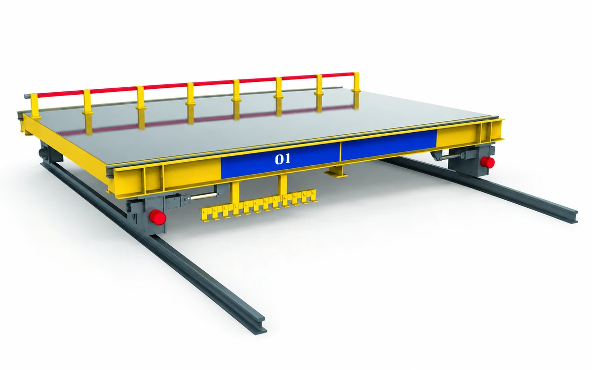 Pallet ferry transfer car for a prestressed composite slab production layout