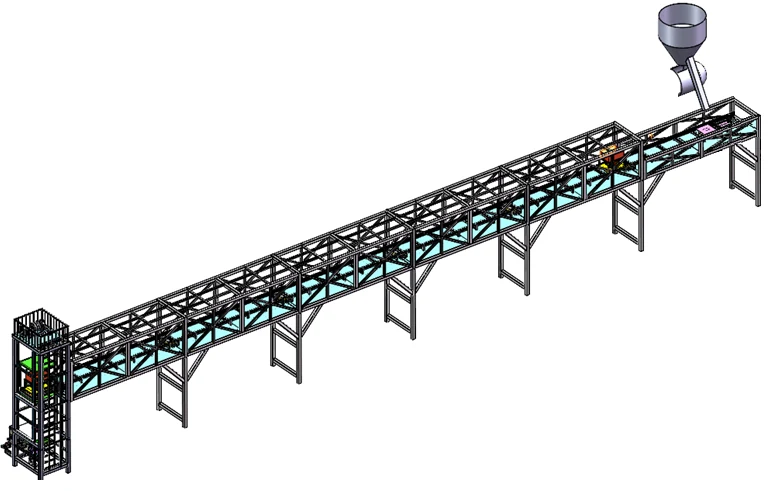 Elevated concrete sample feeding route with hopper transfer and access structure
