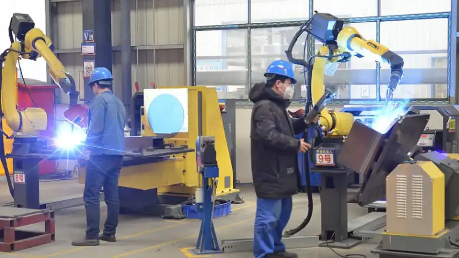 Welded steel machinery frame fabricated to customer drawings in a contract manufacturing workshop