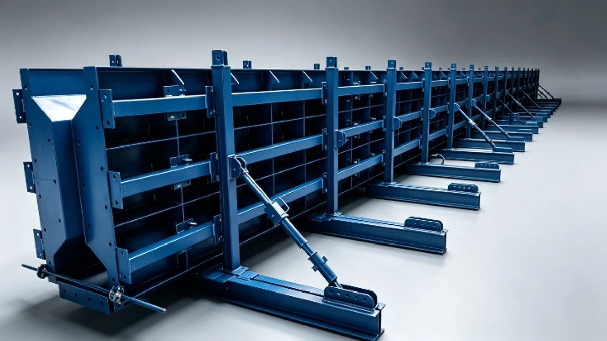 Precast concrete I-girder showing the flange and web geometry that defines its mould