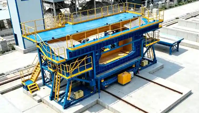 Steel casting cell and work platforms on a segmental girder production line