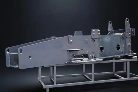 Fabricated aerial work platform turntable with welded plates and machined connection interfaces
