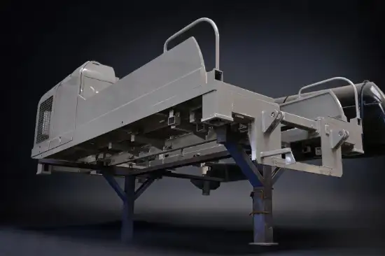Fabricated concrete pump chassis assembly for construction machinery contract manufacturing