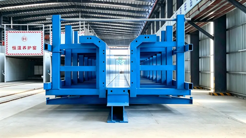 Blue steel mould system for producing precast concrete building beams