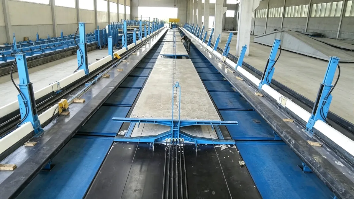 Steel mould system for producing precast concrete floor and roof slabs