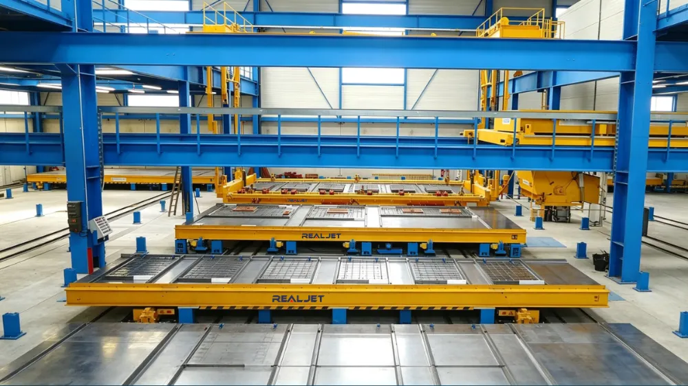Movable production pallet for precast slab production