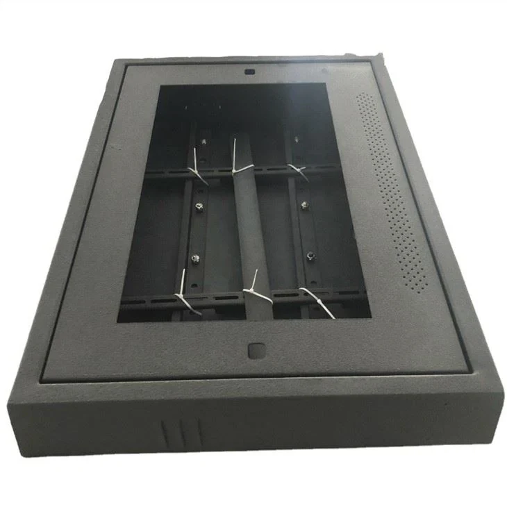 Representative metal enclosure body with internal mounting details