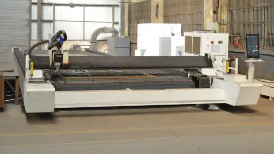 Steel plate cutting in the Realjet manufacturing workshop